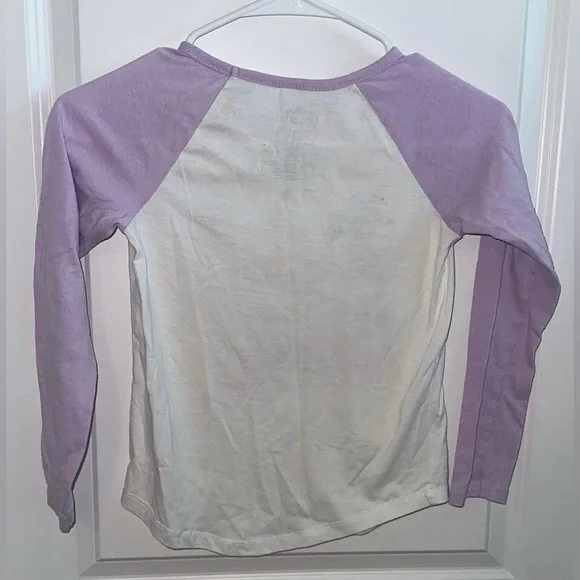 Disney Princess Girls 7/8 Raglan Sleeve Shirt - Purple and White - Picture 3 of 4